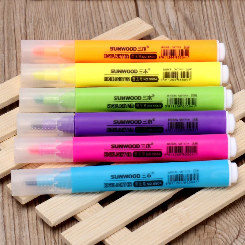 Buy 6pcs / Box Highlighter Marker Pen Set for Office School Supplies Student