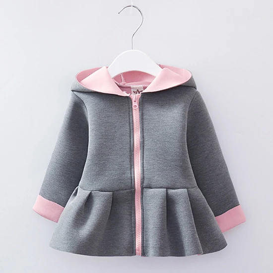 Benemaker/Куртки с заячьими ушками для маленьких девочек; Весенняя детская одежда; милая верхняя одежда с капюшоном; детская ветровка; Детские пальто; JH029 - Цвет: Grey