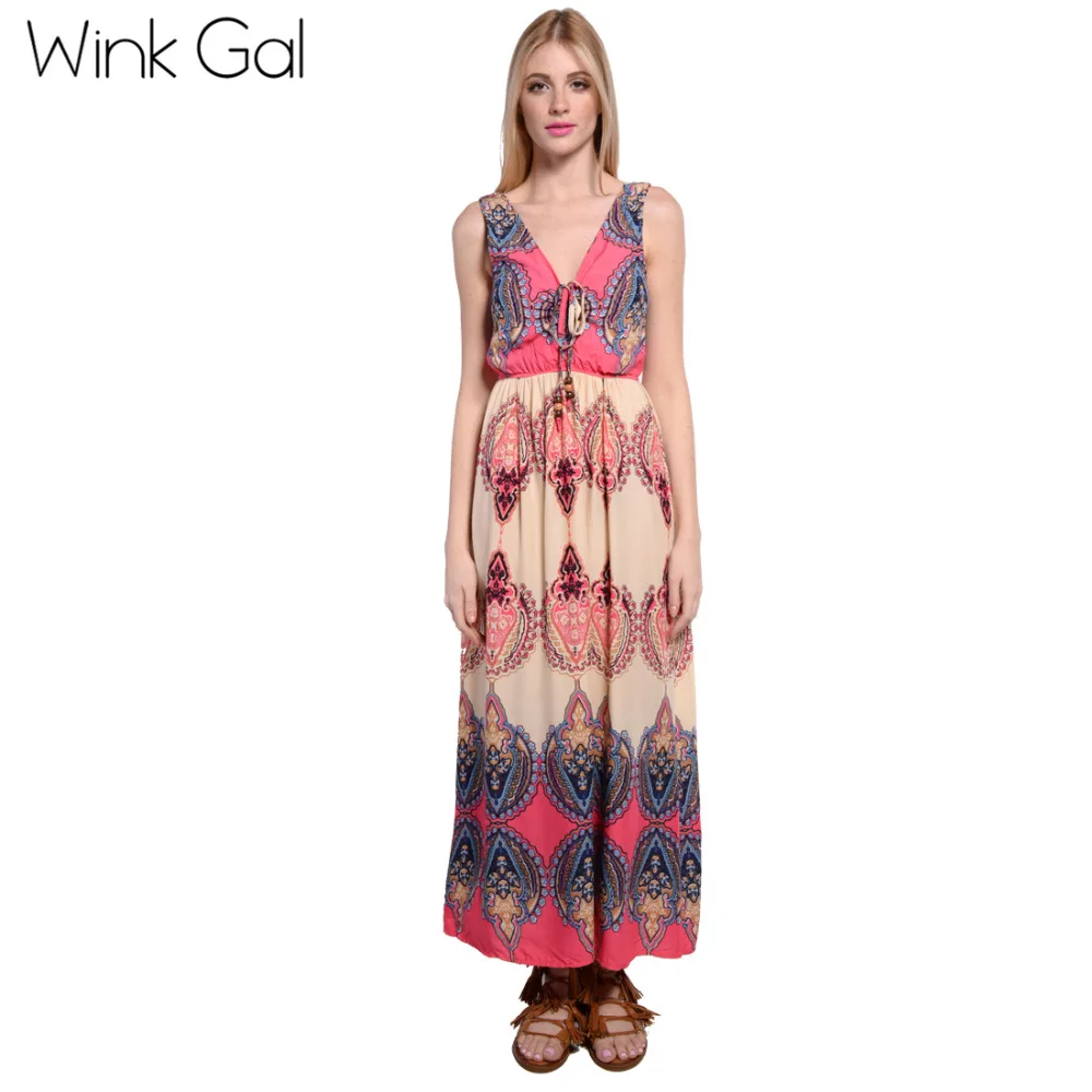 Wink Gal Новый конструктор платье Симпатичные платья Летний пляж чешские Одежда