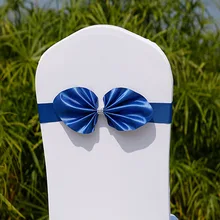 50 шт./лот синий/желтый Multi Цвет спандекс Атлас PU галстук-бабочку Председатель Группы Свадебная вечеринка кресло створки крышки для отеля стул украшение