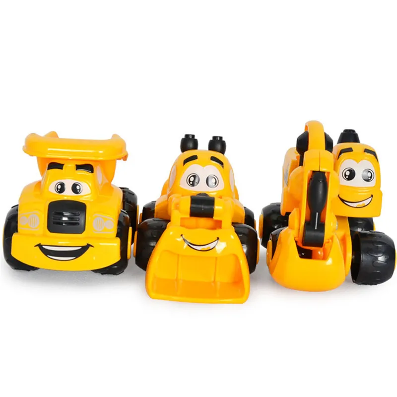 Kawaii-3Pcs-Lot-Mini-Cartoon-Engineering-Vehicles-Inertial-Car-Excavator-Sand-Truck-Forklift-Model-Children-Best
