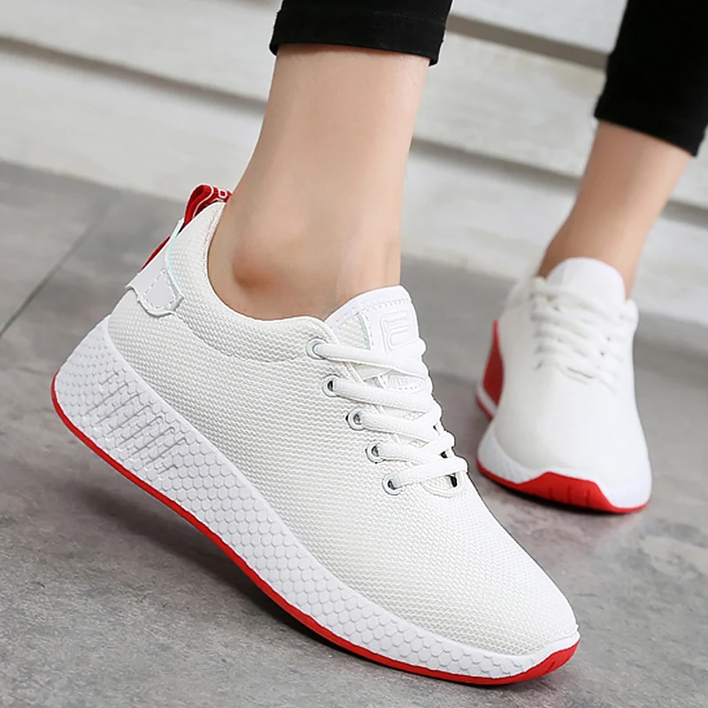 

Air mesh breathable shoes lace-up shoes woman solid cotton fabric women sneakers sewing wedges shoes for women 2019 new