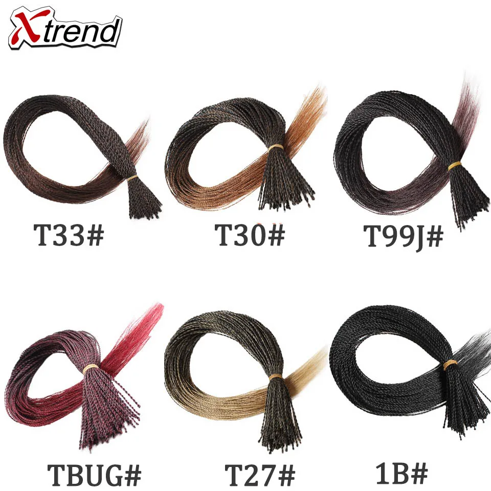 Xtrend Synthetic Micro Senegalese Twist Crochet Braid Hair For Wig 22 inch 100strands Per Pack Ombre Black Brown Twists Braids