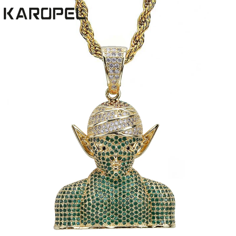 Ожерелье с подвеской в виде персонажа Жемчуг дракона Bick Devil Iced Out CZ стиле хип хоп
