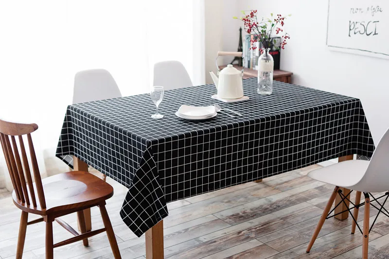 Скатерть черно-белая клетчатая Льняная Скатерть прямоугольная Кухня стол журнальный столик для гостиной украшения дома
