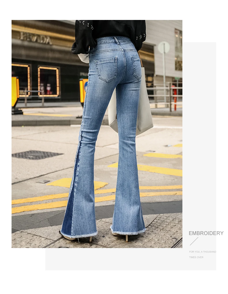 Jeans Nouveaux Taille Femelle Offre Cru Long Bleu Haute Élastique Pantalon Spéciale Stretch Slim K410 Lavé Femmes ESHTxFq