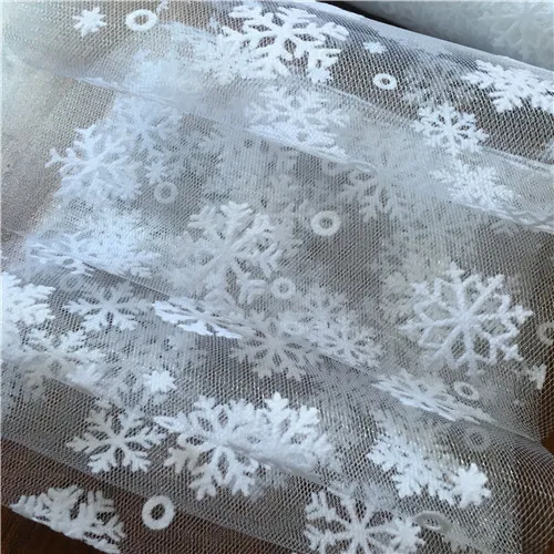 1m/lot 150cm Romantic Snow Yarn DIY Skirt Sheer Crystal Organza Tulle Fabric for Wedding Birthday Party New Year Xmas Decoration White