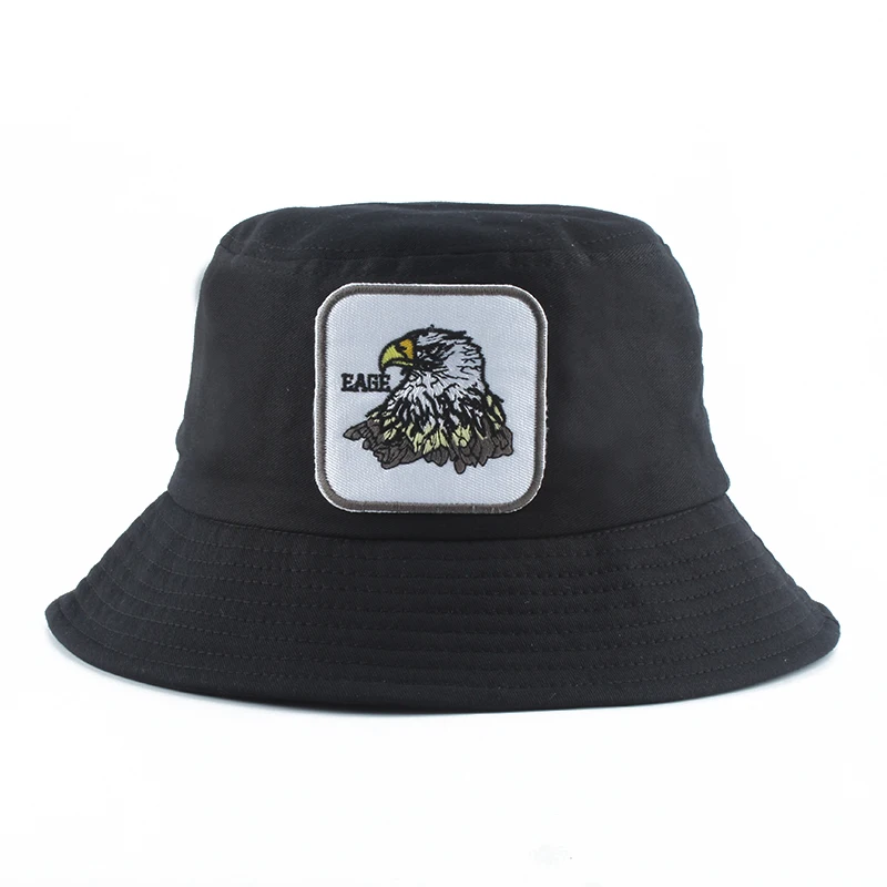 

2019 New Fashion Harajuku Hip Hop Bucket Hat Men Animal Embroidery Fishing Fisherman Hat Women Casual Sun Cap