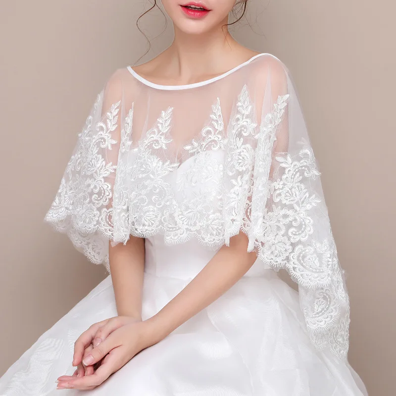 Bride S Wedding Dress Shawl Round Collar Cloak Front Short Long Wedding Dress Shawl Round Collar Cloak