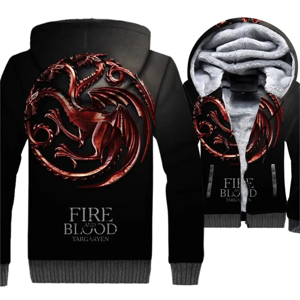 

2018 3D Hoodies For Men Autumn Winter Jacket Targaryen Game Of Thrones Hip Hop Men's Sweatshirt Fire And Blood Streetwear Hoodie