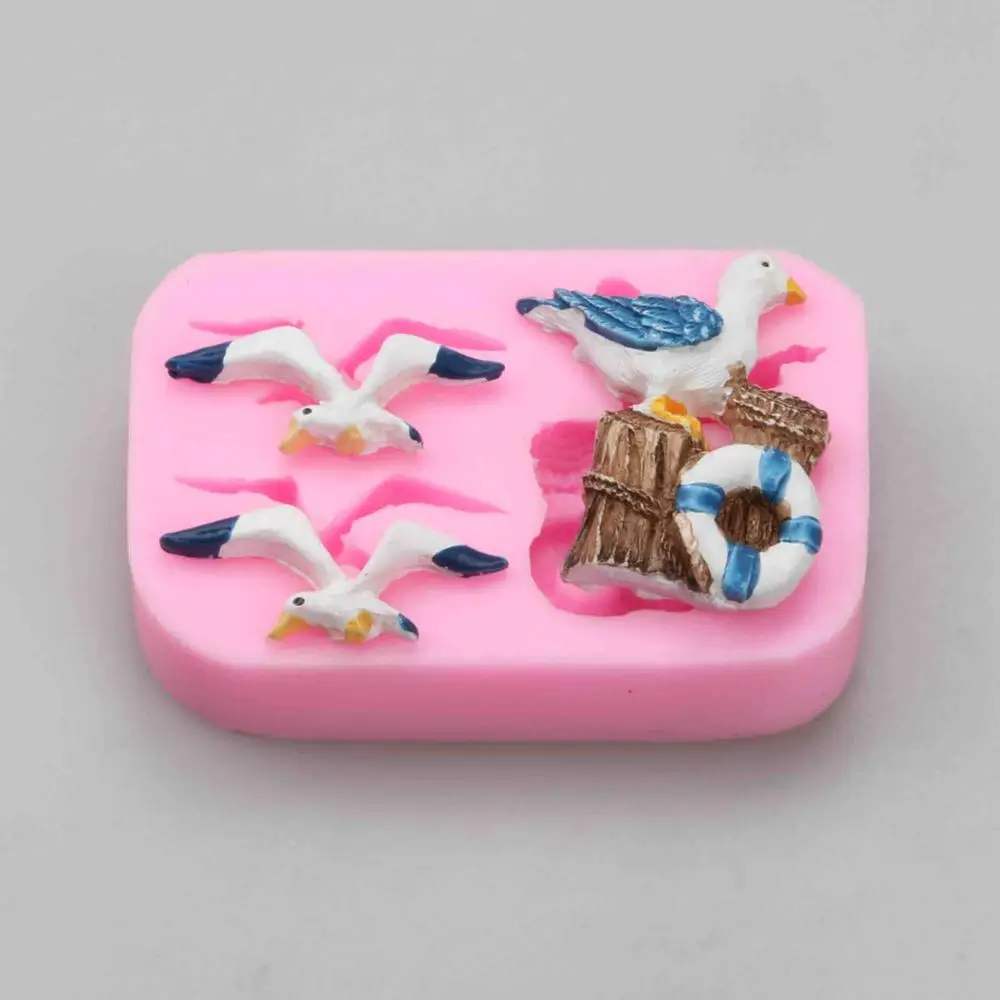 Морская тема пищевая форма для помадки s, 3D силиконовая форма для помадки, инструмент для украшения торта, украшение на год, форма для конфет - Цвет: Розовый