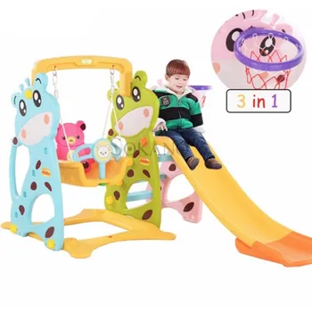 

3 In 1 Teddy Bear Swing Slide and Basketball Indoor Mini Playground Toys for Boys Gymnastics Gifts Girl