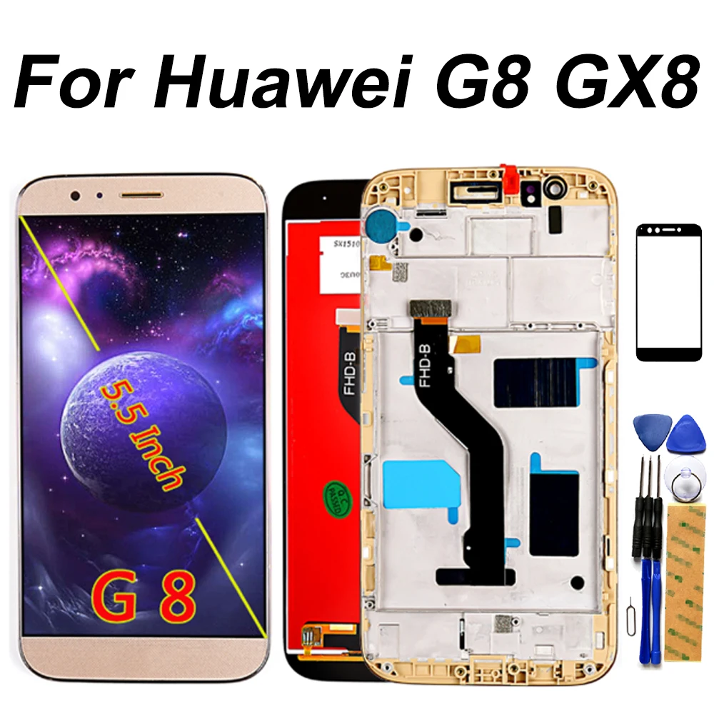 5 дюймовый ЖК дисплей сенсорный экран для Huawei G8 рамка в сборе GX8 искусственная