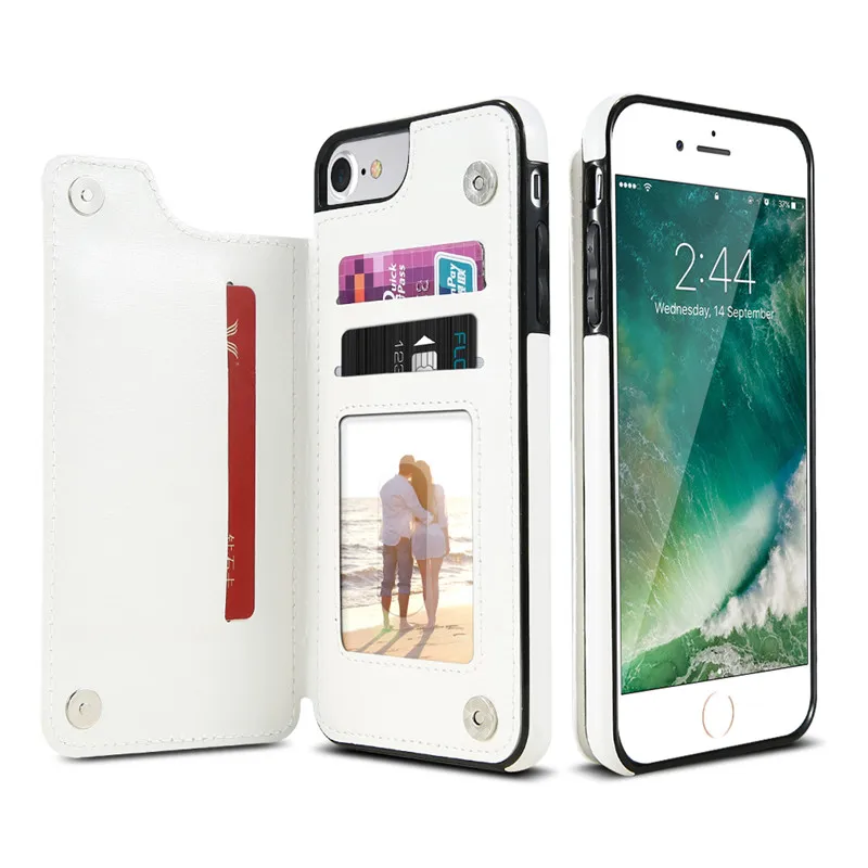 Ретро из искусственной кожи чехол для iPhone XR XS MAX X Чехол Многофункциональный кошелек держатель для карт откидная крышка для iPhone 7 8 6 6s Plus чехол Coque - Color: White