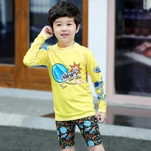 Комплект из 2 предметов рашгарды дети рубашка с длинными рукавами и шорты гидрокостюм Рашгард купальный костюм Купальники для малышек наборы