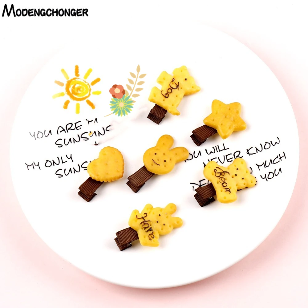 

2 pcs Cartoon Shape Hairpin Scrunchy Girls Cute Simulated Biscuits Barrettes Headbands Kids Hairclip Hair Band Hair Accessories