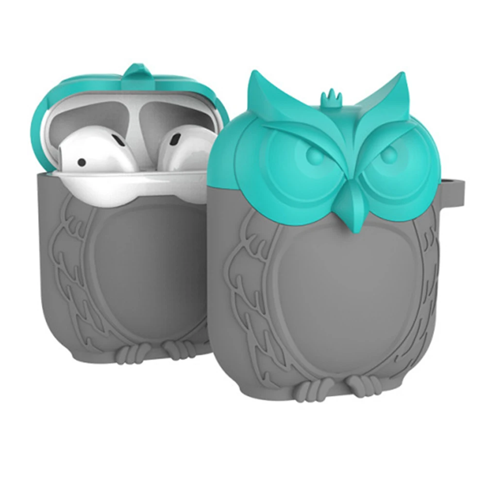 

Cute Owl Pouch Case for Apple Airpods Cartoon Protective Silicone Shockproof Drop Proof Charging Box Cover with Hook for AirPods