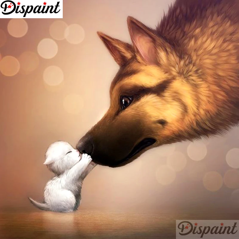 Dispaint Tam Kare Yuvarlak Matkap 5D DIY Elmas Boyama Hayvan k pek kedi 