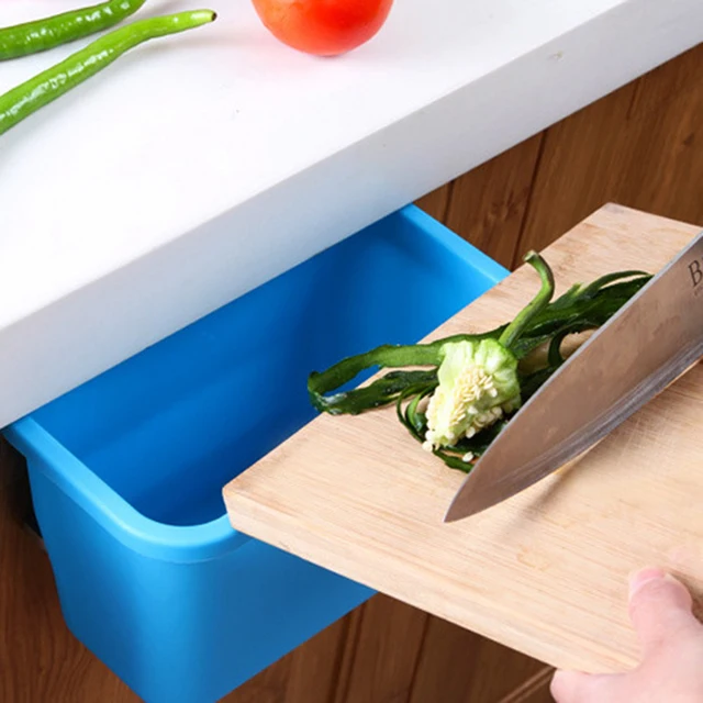 Cheap Creative Kitchen Tool Storage Box Cabinet Door Hanging Debris Desktop Plastic Trash Can Home Kitchen Storage Organizer Trash Box