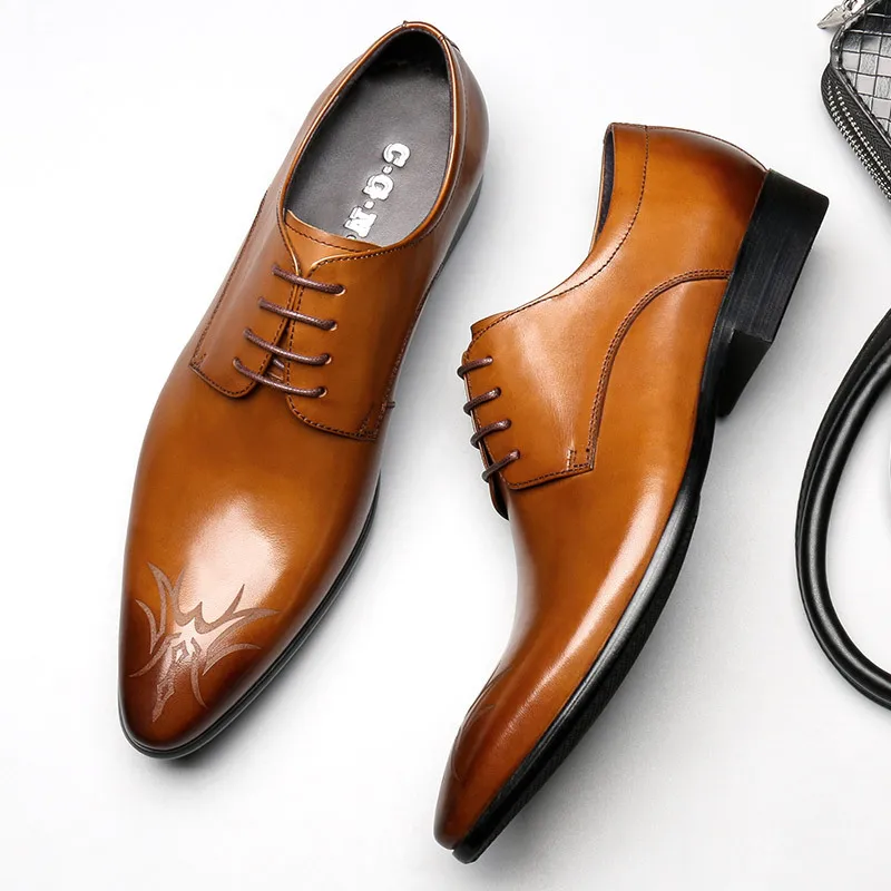 

Autumn and winter wedding shoes men's pointed head with leather fashion shoes business dress shoes