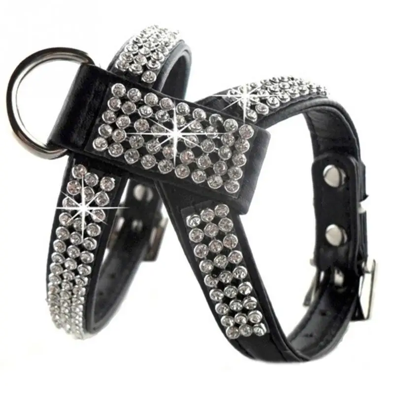 

2018 Rhinestone Vest Collars Chain Puppy Cat Pet Dog Harness Leash Lead Set Dog Chest Straps Accessories