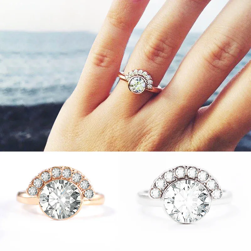 

Sale White Ring Scalloped Oval Engagement Women Exquisite