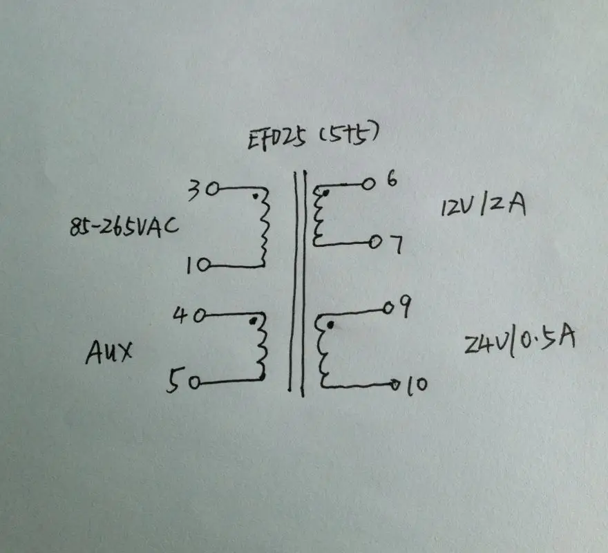 EFD25 SMPS ферритовый сердечник трансформатор AC85-265V к DC12V 24V 36W TOP246R 5+ 5 PTH горизонтальный