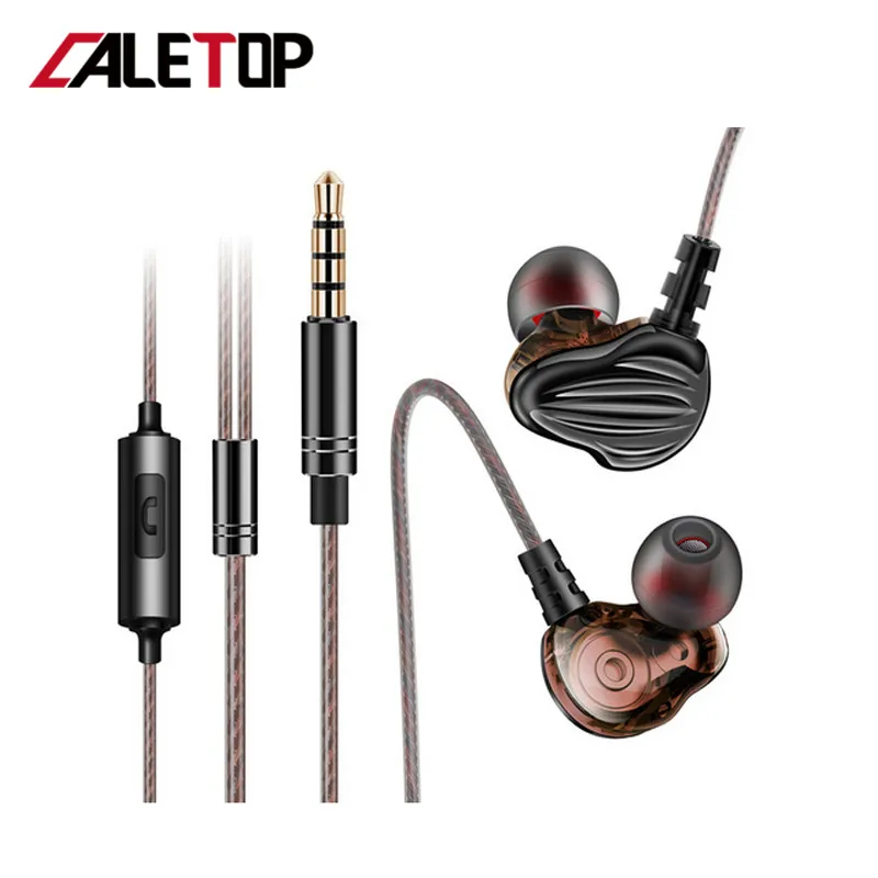 

CALETOP F6 In Ear Earphone With Microphone Dynamic Driver Unit Headsets Stereo Sports HIFI Subwoofer Earphones Monitor Earbuds