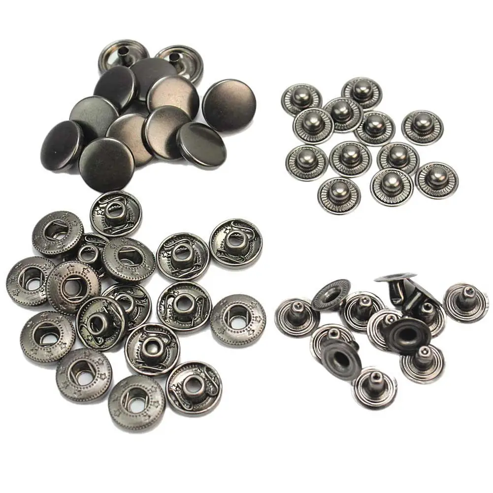 Buy 50 Pcs Black Metal Sewing Press Studs Buttons Snap