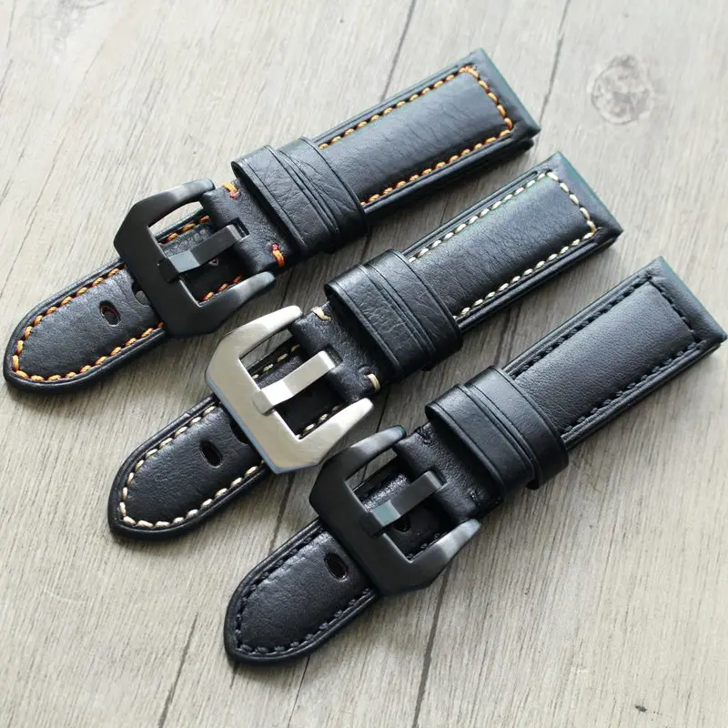 20 21 22 24 26 mm Retro Handmade Genuine Leather Men Watchbands