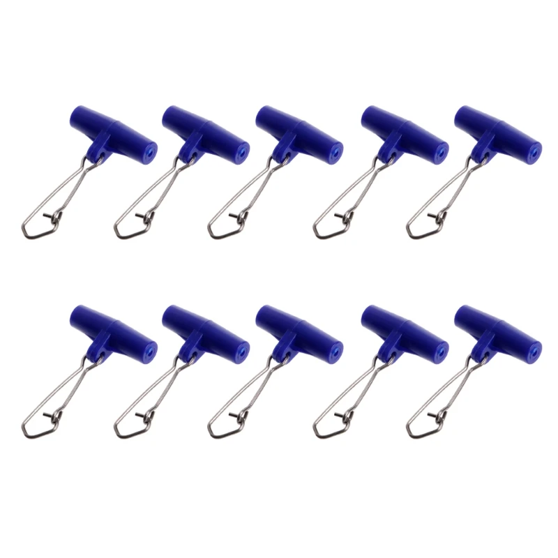 10Pcs Plastic Head Swivel Fishing Sinker Slip Clips With Hook Snap
