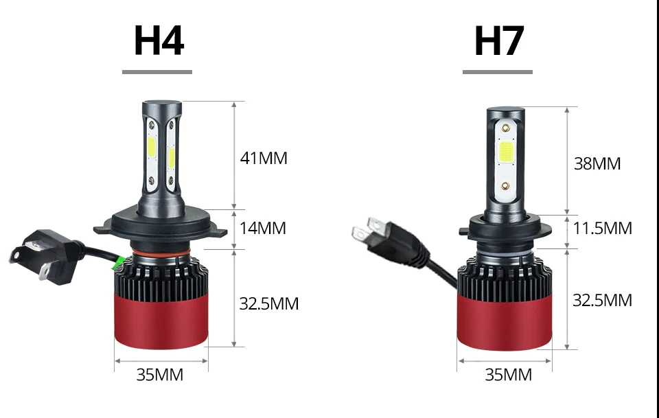 Foxcncar H7 COB Car LED Headlight Bulbs H4 Hi-Lo Beam H11 H1 H3 9005 9006  72W 10000LM 6500K Auto Headlamp Fog Light DC12v 24v (10)