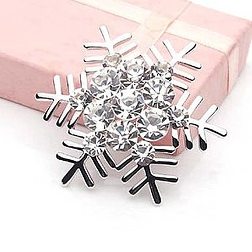 

New Silver Plated Snowflake Brooch Pin Diamante Rhinestone Crystal Broach Charm Xmas Gift Party Jewelry