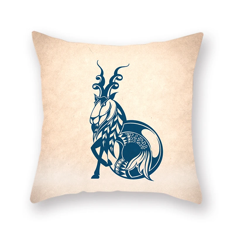constellation Cushion Cover Retro Nostalgic Scorpio Capricorn Decorative Yellow Pillowcase Sofa Car Waist decoration home