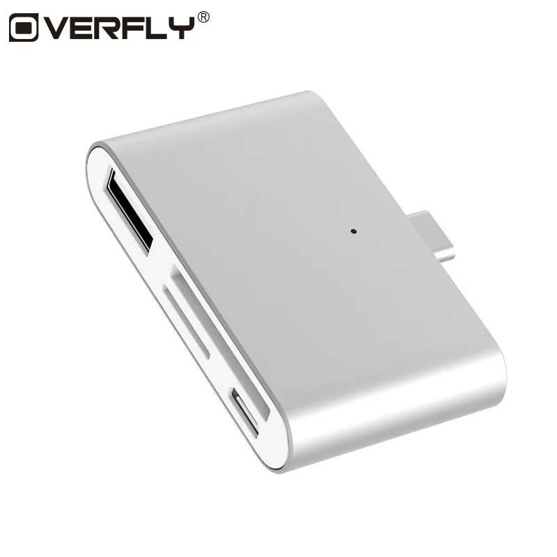 

Overfly 4-in-1 USB C Type C 2 Slot TF SD Card Usb 3.0 Hub USB C Hub with OTG Card Reader USB 3.0 HUB for MacBook Pro