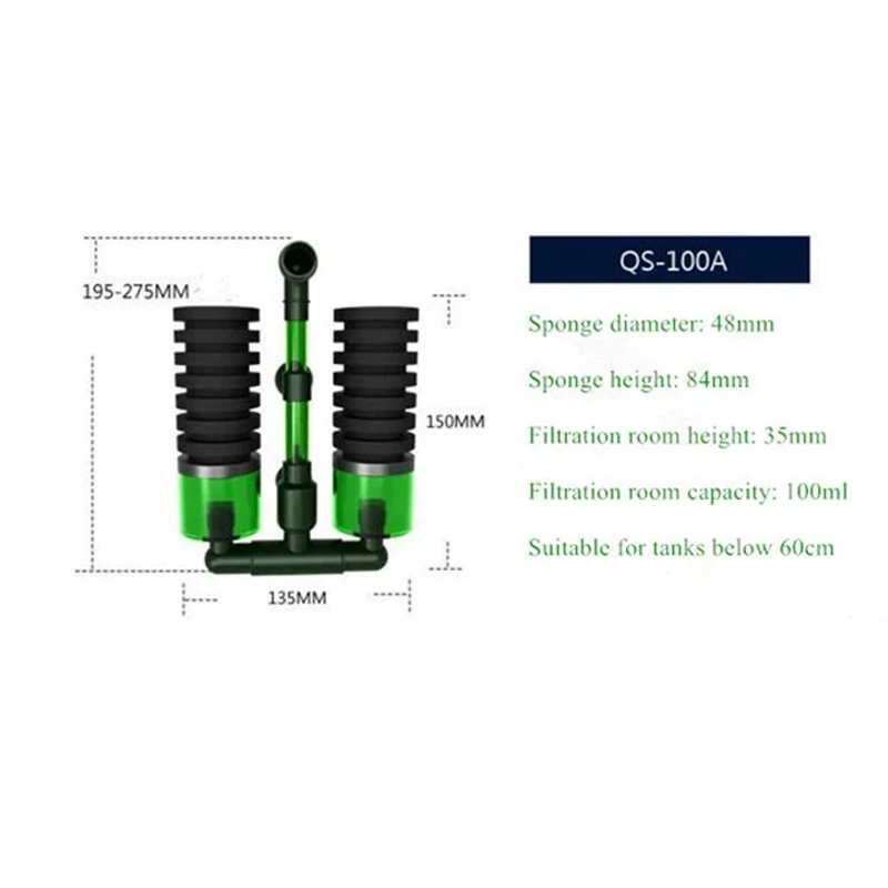 Био Губка, аквариум, фильтр для разведения, бетта, креветки, нано аквариум, PTSP - Цвет: QS-100A