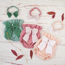 Хлопковые шорты-шаровары для маленьких девочек; летний комплект с бантиком и повязкой на голову для малышей; Штаны для новорожденных; одежда; Spodenki