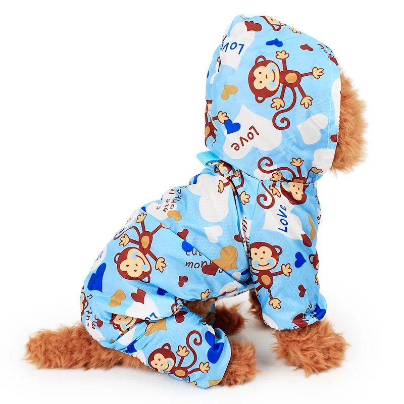 Милая обезьяна, щенок, дождевик для маленьких собак, дышащая сетчатая подкладка, непромокаемая одежда для домашних питомцев, одежда для улицы, водонепроницаемые костюмы для собаки