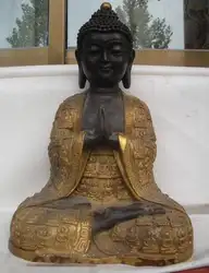 17 "Тибет Буддизм Классическая бронзовый свинка Будда Шакьямуни предки статуя
