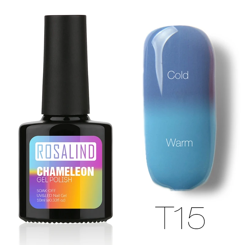 ROSALIND гель 1S P+ черная бутылка 10 мл хамелеон, изменяющийся от температуры T01-30 гель лак для ногтей УФ светодиодный термо - Цвет: T15