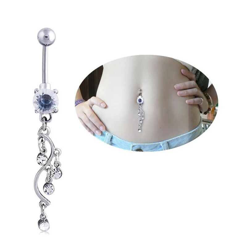 

Jewellery Navel Ring Body Rhinestones 1Pcs Piercing Button Bar Ring S-shaped