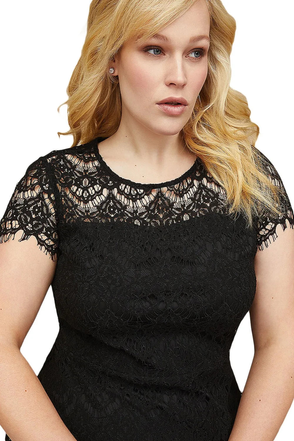 Black-Plus-Size-Back-Cutout-Lace-Fit-Flare-Dress-LC610105-2-2