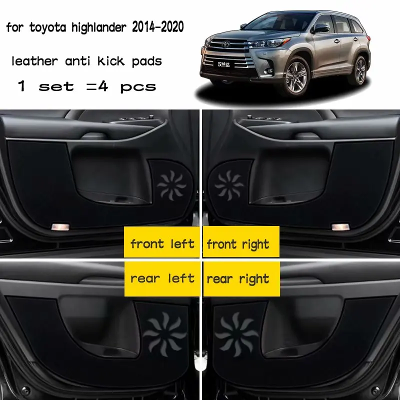 Кожаный коврик для автомобиля 4 шт. антиударный аксессуары дверей Toyota high Lander Kluger