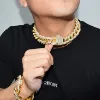 Hommes 23mm lourd Miami lien cubain collier ras du cou glacé AAA Zircon Hip hop Rock bijoux or couleur chaîne 18 