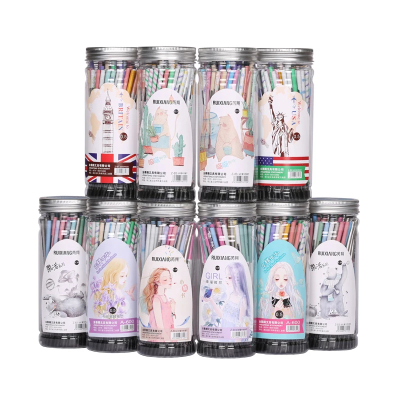 

80pcs/barrel Korean Kawaii Gel Pen Refill Ruixiang 0.28mm 0.38mm 0.5mm Needle/Bullet Tip Netural Pens Refills Stationery