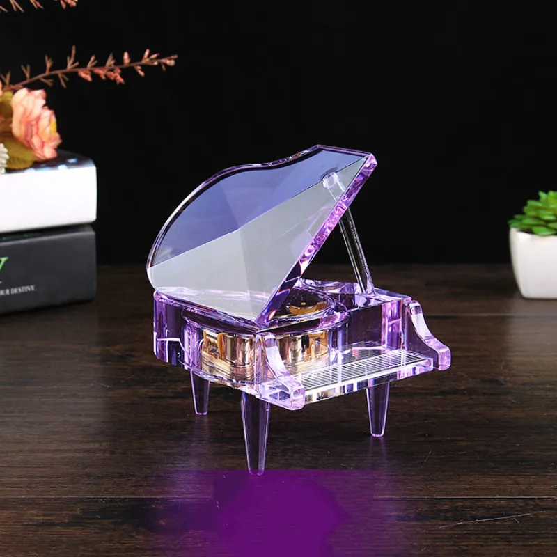 

Fashion light music box crafts creative crystal piano music box ornaments Valentine's Day gift ZP01141733