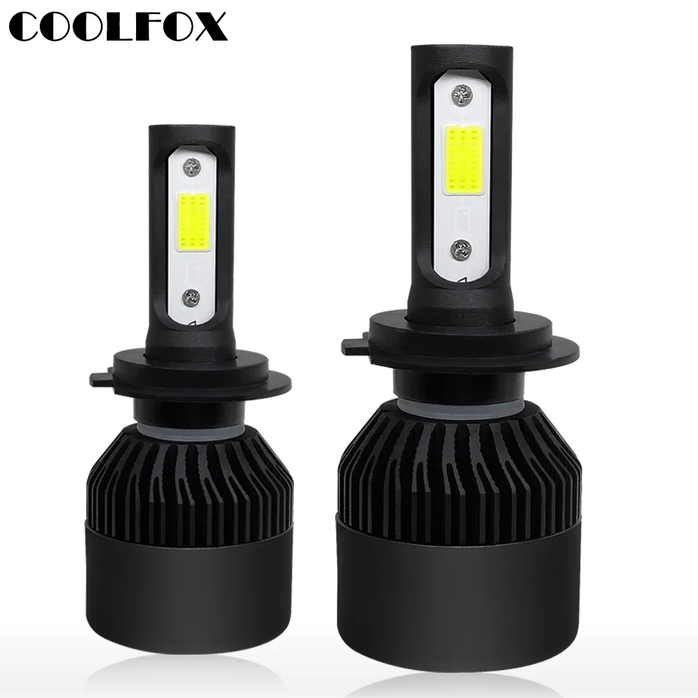 

COOLFOX Pair H7 LED 144W 16000LM COB Car Headlight Bulbs Kit High/Low Beams 6000K White Lamp For Chevrolet Mazda Porsche Subaru
