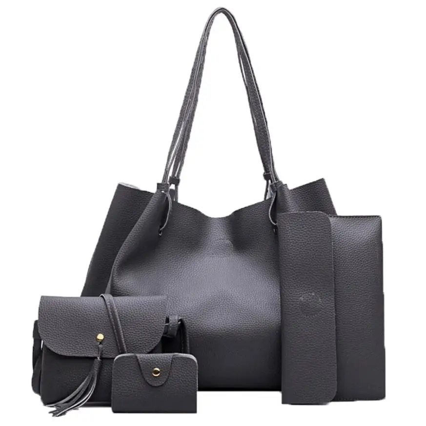 

Women Handbag Four Sets of Bag Solid Color Pu Leather Messenger Bag Womens Designer Handbags Bolsos Vintage Mujer @9218