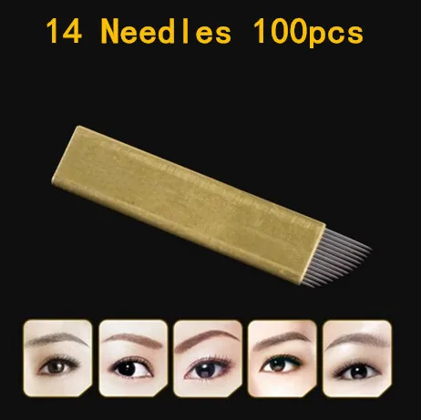 Hot Selling Premium Copper PCD Permanent Makeup Eyebrow Tattoo Blades 14 Needles For Manual Eyebrow Tattoo Pen Hot Selling Premium Copper PCD Permanent Makeup Eyebrow Tattoo Blades 14 Needles For Manual Eyebrow Tattoo Pen