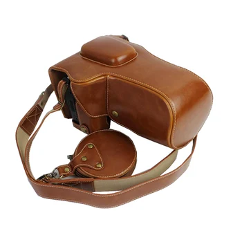 

Portable Luxury PU Leather Camera Case Bag For Nikon D800 D810 24-70mm Lens With Strap Mini Battery case Open Battery Design